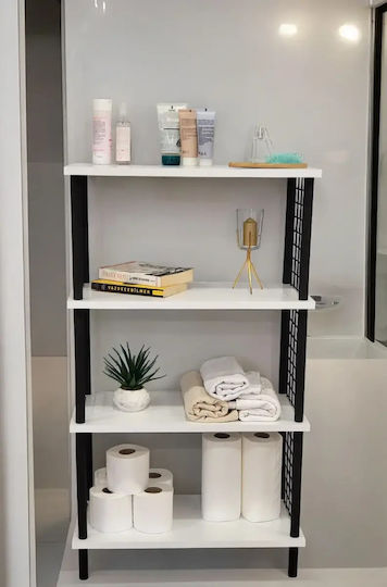 Bathroom Cabinet 4 Shelves Practical Elegant White 60x30x103cm