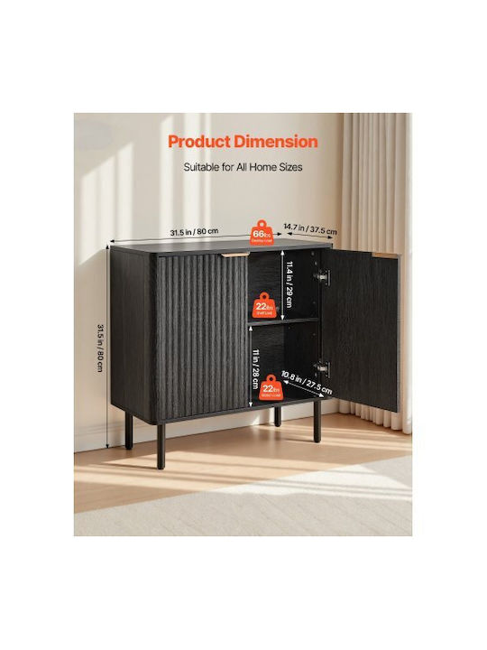 Sideboard made of Wood & Metal Black 80x37.5x80cm