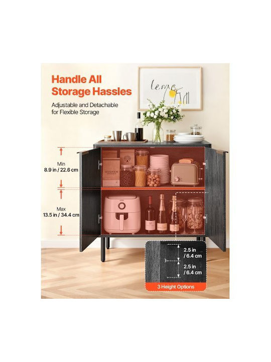 Sideboard made of Wood & Metal Black 80x37.5x80cm