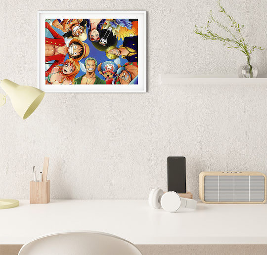 Poster One Piece Straw Hat Pirates Crew An169 30cm X 40cm Κορνίζα Φυσικό Ξύλου Μπεζ