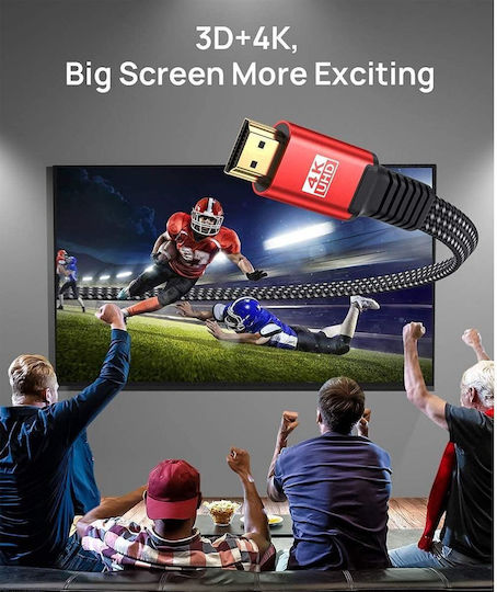Hdmi Кабел Jsaux *0469087 8865-14 4k Hdmi 2.0 До 18 Gbps Uhd 4k@60hz 3 Метра Плосък Червен