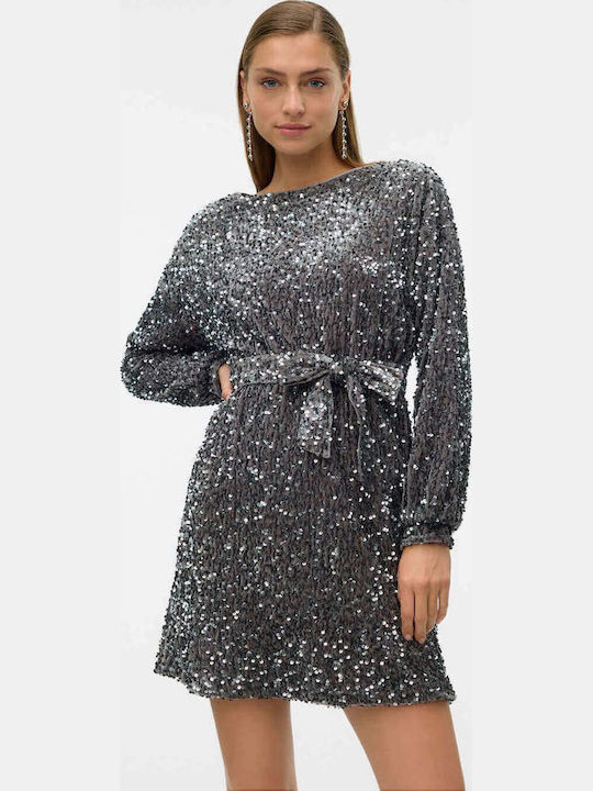Rochie de Seara Mini din Catifea Gri