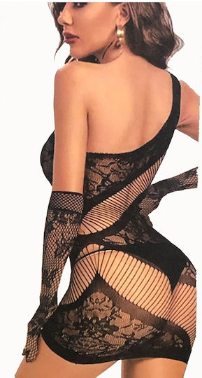 Katia Sexy Dress One Shoulder + Gloves Black