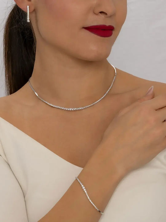 Set with Necklace , Earrings & Ring from Gold 14K with Stones