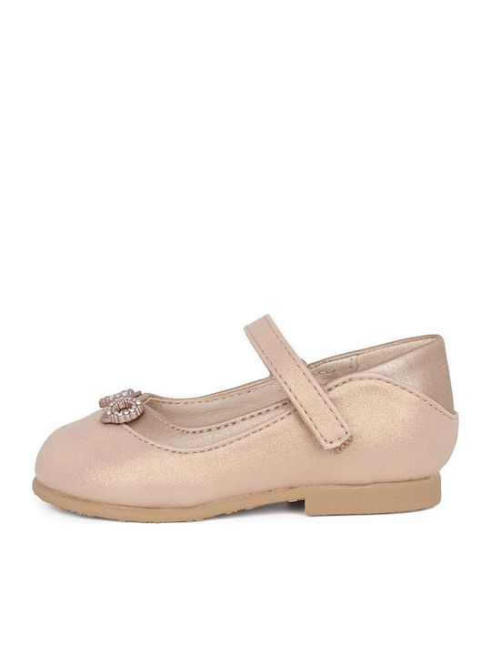 Kids Ballerinas Mercedita with Hoop & Loop Closure Gold