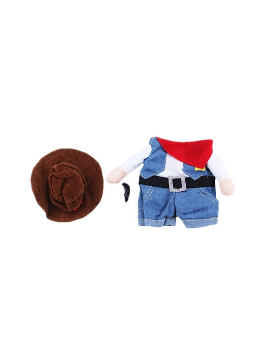 Costum Cowboy Din Denim Amuzant și Elegant Pentru Câini și Pisici Perfect Pentru Petreceri De Halloween Mărimea S Albastru
