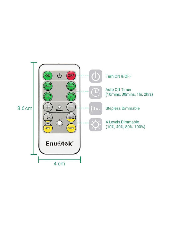 Гъвкава LED Лампа Enuotek *5453106 8865-48 4W 350lm 4000K Дистанционно Управление Регулируема Водоустойчива IP20 Стомана Пластмаса Черна Ø 7.5 X 48.5 см