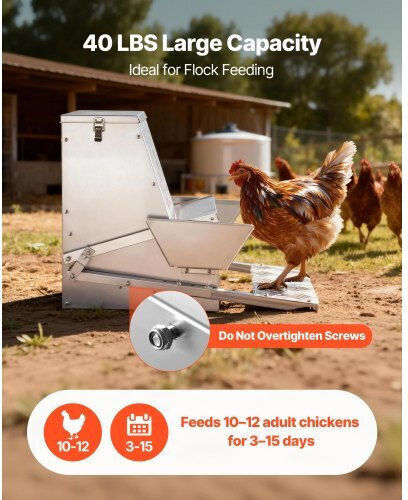 Vevor Automatic Metal Feeder for Chickens and Poultry with Capacity 18.14kg