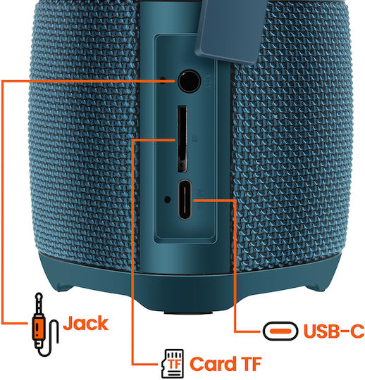 LinQ PK6828 Ηχείο Bluetooth με Διάρκεια Μπαταρίας έως 5 ώρες Μπλε