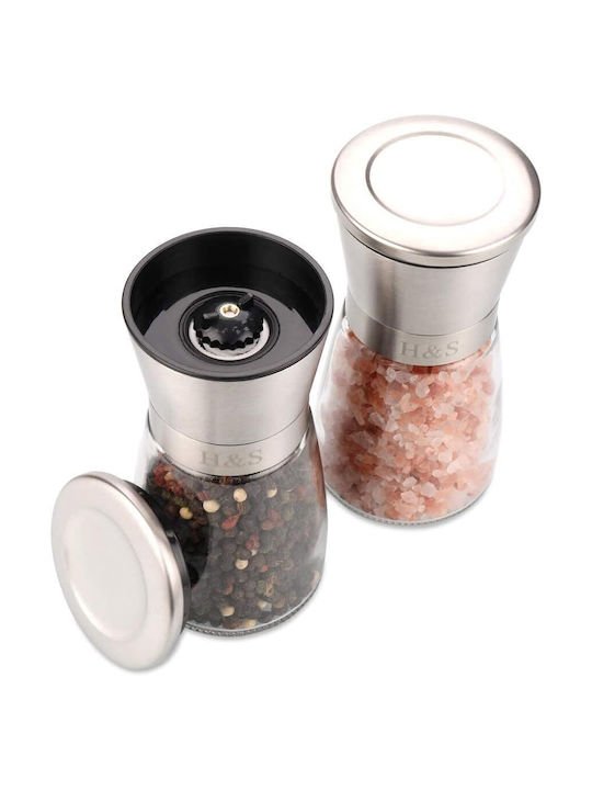 H&S Manual Set Spice Mills Inox in Gray Color 14.5cm 2pcs