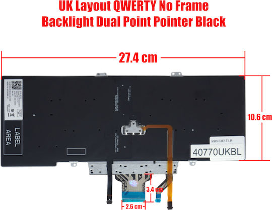 Tastatură Laptop Dell Latitude 5411 5410 5401 5400 7400 Dual Point 3t97g 03t97g H2dxx 0h2dxx 3t97g 03t97g 7d2r0 07d2r0 UK Fără Cadru Retroiluminată Cu Pointer Neagră Cod 40770ukbl