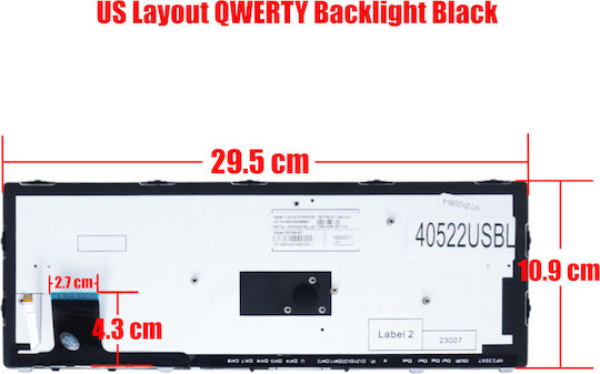 Laptop Keyboard Hp Elitebook Folio 9470 9470m 9480 9480m 702843-001 785648-001 US Backlit with Pointer Black Silver with Frame Code 40522usbl
