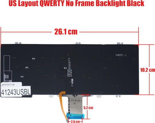 Laptop Keyboard Dell Latitude 5300 5300 2-in-1 7300 5310 2-in-1 5310 09n8m 009n8m 1v8ky 01v8ky US Without Frame Backlit Black Code 41243usbl