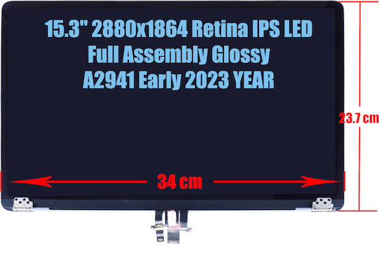 Laptop Screen Monitor Apple Macbook Air 15 M2 A2941 Emc 8301 2023 M3 A3114 Emc 8612 2024 Mqkw3ll/a Full Assembly 15.3" 2880x1864 Retina Ips Led Glossy Space Gray Code 1-scr0551