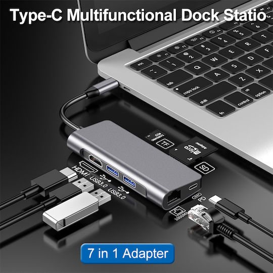 HW-TC39 USB-A Docking Station mit HDMI 4K Ethernet Gray