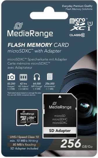 MediaRange microSDXC 256GB U1 UHS-I cu adaptor