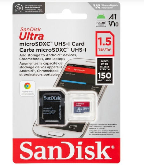 Sandisk Ultra MicroSDXC 1.5TB U1 A1 UHS-I 150MB/s С Адаптер
