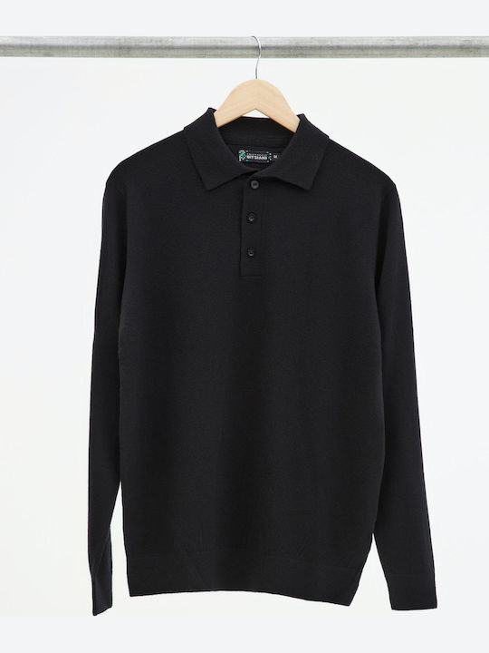 Long Sleeve Black Polo Sweater