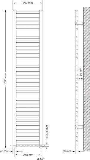 LuxeBath Towel Rail Bathroom 300x1800 Black right