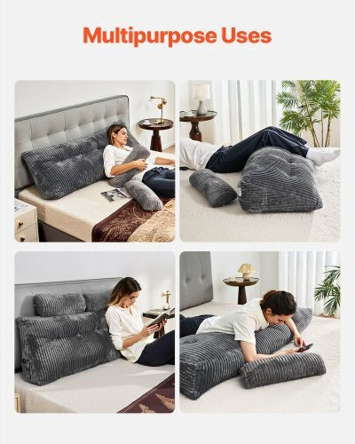 Vevor Fabric Gray Cushion for Bed Headboard 151x53cm