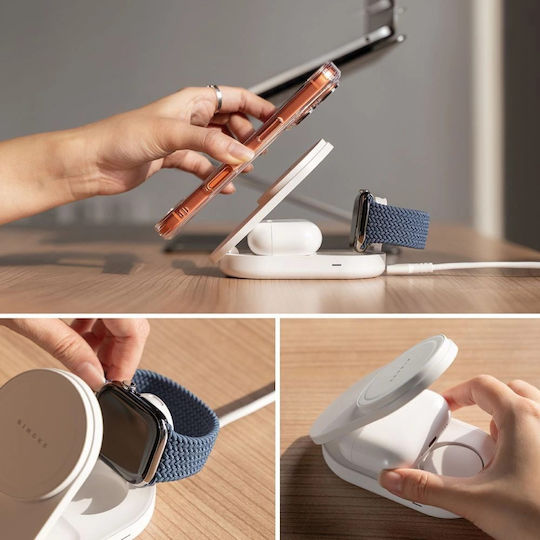 Ringke Kabelloses Ladegerät Qi2 25W Weißs (3-in-1 Magnetic Wireless Charging folding Stand)
