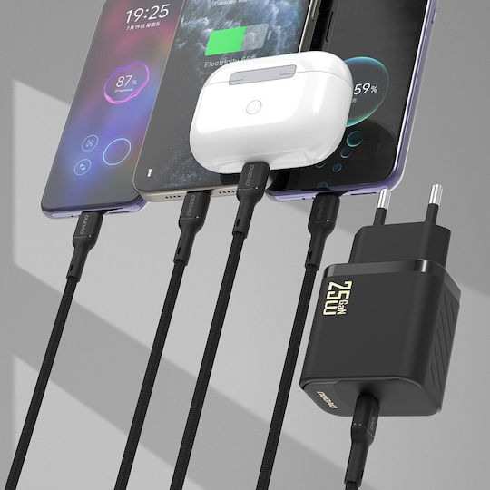 Dudao Charger GaN with USB-C Port and Cable USB-C - USB-C 25W Power Delivery Blacks (A27CEU)