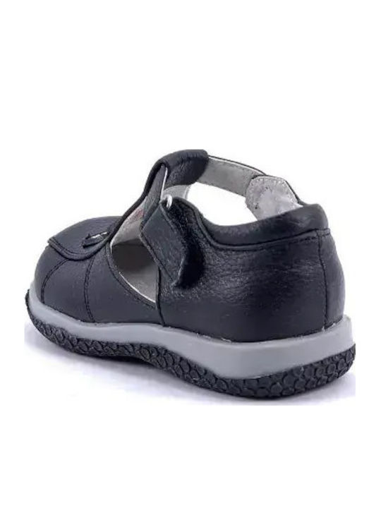 Balerini copii cu închidere Hoop & Loop de Piele Negre