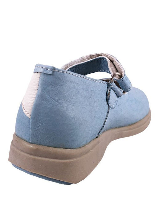 Παιδικές Μπαλαρίνες mit Bügel- und Schleifenverschluss Leder Blau