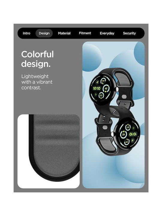 Spigen Каишка Силикон Черен (Google Pixel Watch 4, Google Pixel Watch 3)