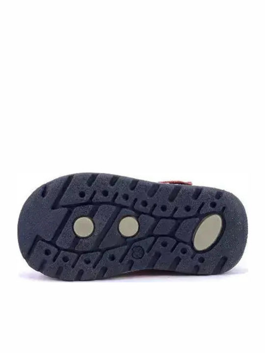 Kids Leather Ballerinas with Hoop & Loop Closure Red