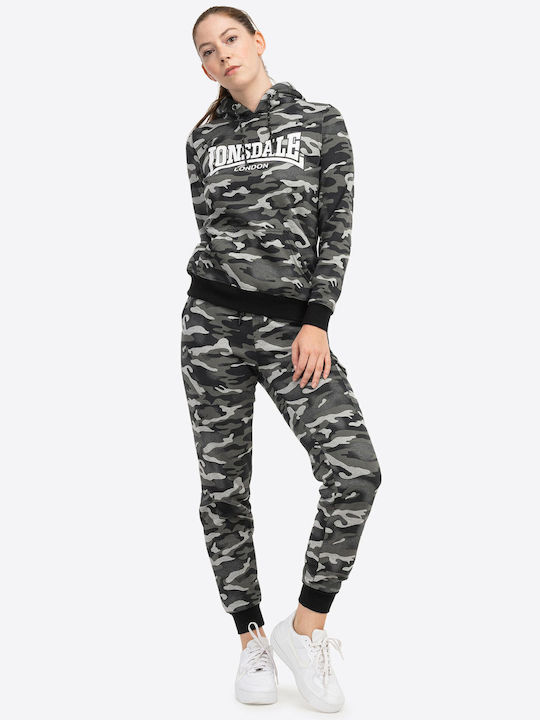 Clough Γυναικείο Φούτερ με Κουκούλα Camo Grey