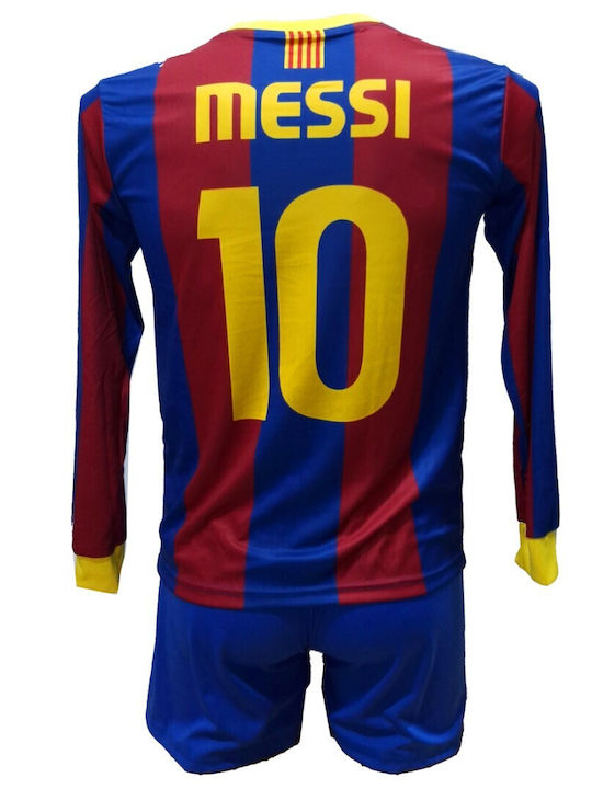 Παιδικό Σετ Ποδοσφαίρου Barcelona Messi Retro Μπλε Κόκκινο 1201-26