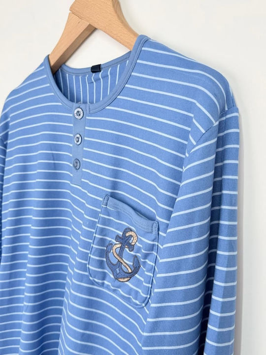 Lovelx Homewear Winter Men's Cotton Pajama Light Blue
