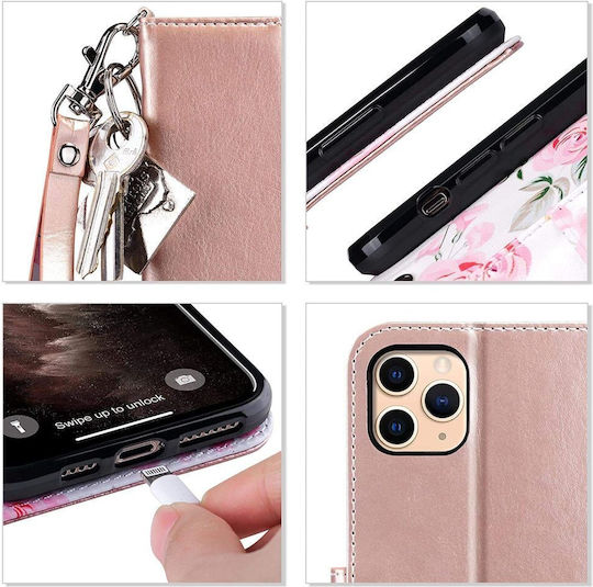 Wallet Piele artificială / Piele / Silicon Rose Gold (iPhone 13 Pro Max)