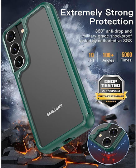 Jup 7828321 8865-31 Калъф + Протектори Комплект Samsung Galaxy S22 Plus 360 Градусова Защита 6 В 1 TPU Тъмнозелен
