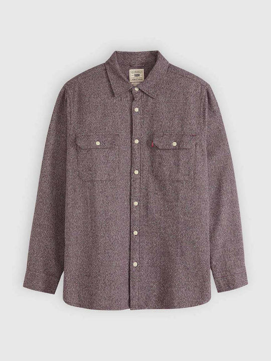 Jackson Worker Long Sleeve Flannel Overshirt in Wide Line Burgundy