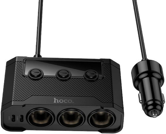 Hoco Z64 Автомобилно Зарядно Устройство 240W 6.2A Бързо Зареждане с Портове 2xUSB-A 2xUSB-C 3xЗапалка Черен Цвят