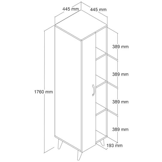 Dulap Pentru Masa De Călcat Cu O Singură Ușă Raft Din Pin 44x44x176cm