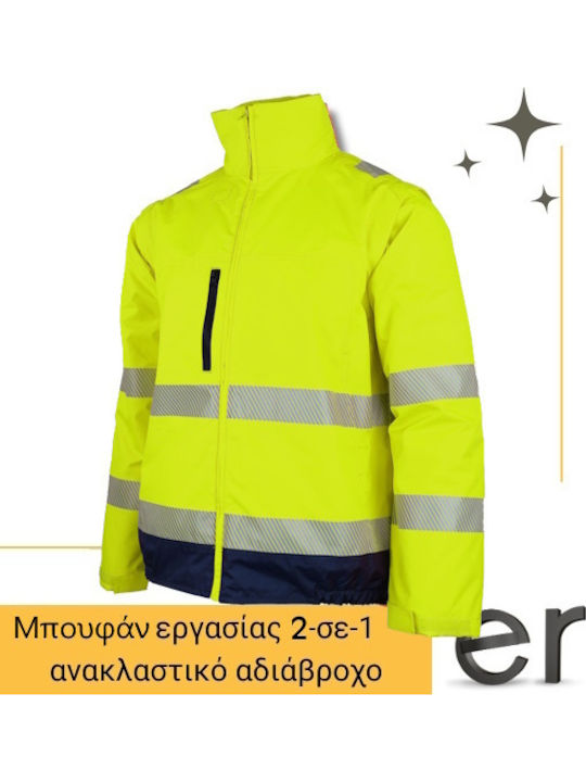Lacuna Work Jacket Reflective with Fleece Lining Yellow