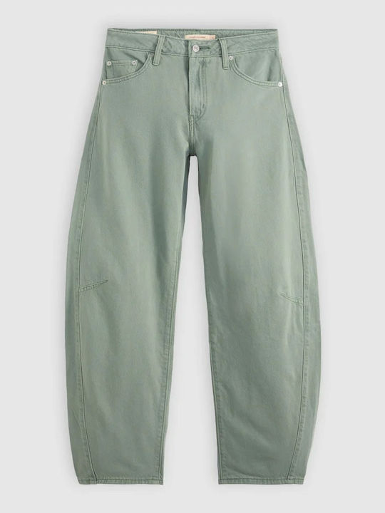 Baggy Dad Women's Jean Trousers in Dad Fit Green