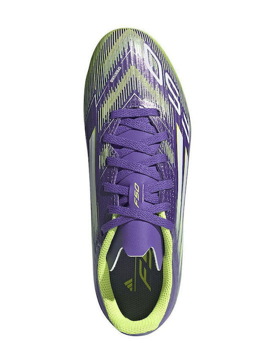 F50 League FG/MG Ghete De Fotbal Pentru Copii Cu Crampoane Purple Rush / Cloud White / Lucid Lemon
