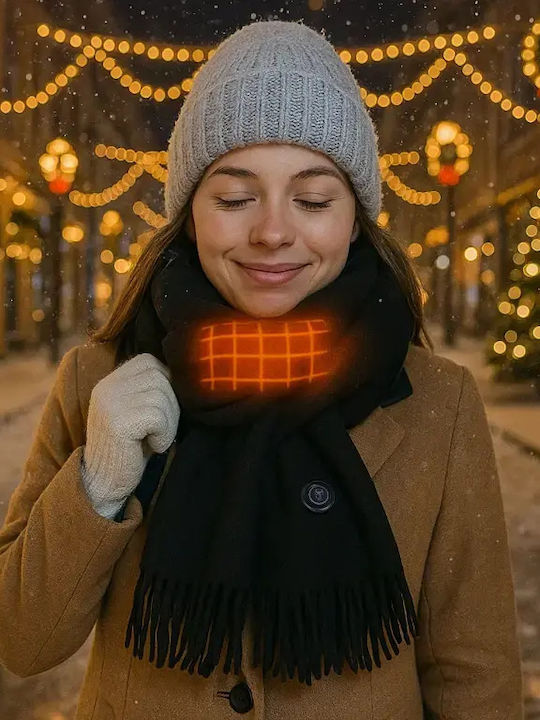 Fular din lână pentru femei Fleece Negru