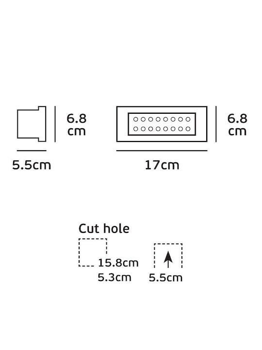 VK Lighting Стенен Външен Плафон LED IP54 1.6W с Синя светлина 17x6.8εκ.