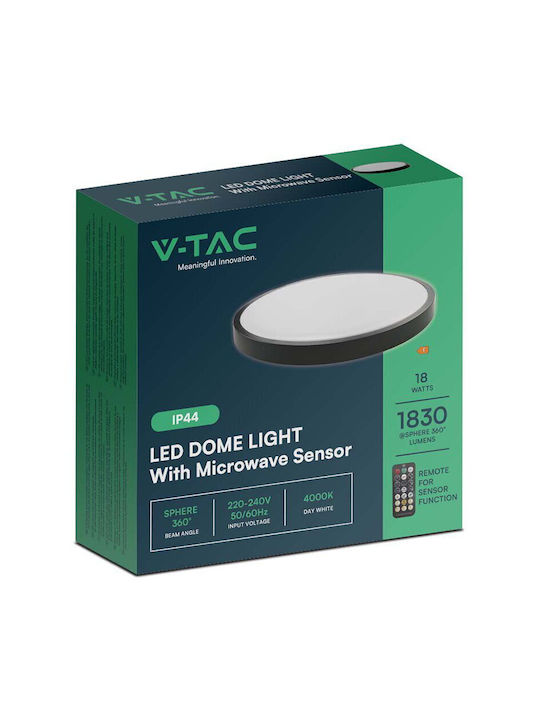 V-TAC Плафониера за Външен Таван с Вградено LED в Черен Цвят 76691