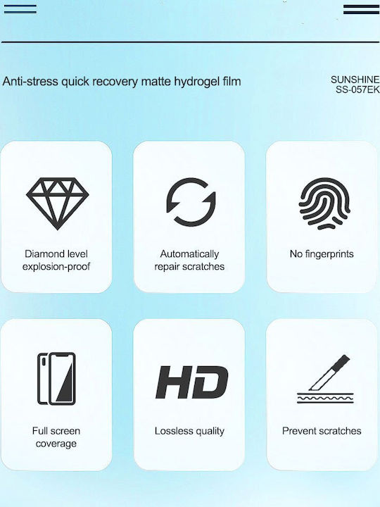 Sunshine Ss-057ek Anti-stress Quick Recovery Matte Hydrogel Film for Galaxy Watch Active 2 2019 40mm 6 Pieces