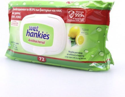 MEGA Wet Hankies Clean & Refresh Antibacterial Антисептици Кърпички За Ръце 72бр Лимон