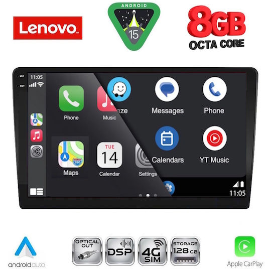 Lenovo Auto-Audiosystem (Bluetooth/USB/WiFi/GPS/Apple-Carplay/Android-Auto) mit Touchscreen 9"