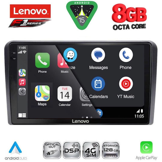 Lenovo Car Audio System for Audi A3 2003-2012 (Bluetooth/USB/WiFi/GPS/Apple-Carplay/Android-Auto) with Touch Screen 9"