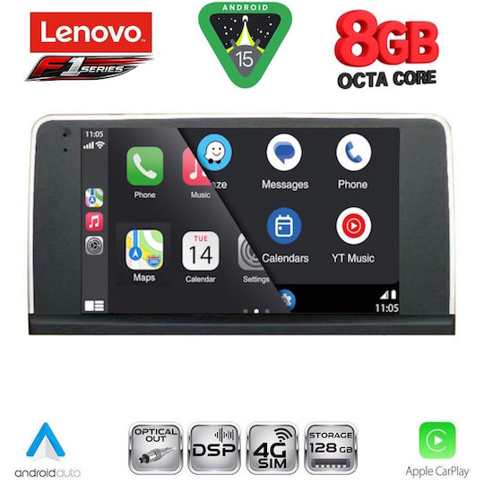 Lenovo Car Audio System for BMW X5 (E70) / X6 (E71) 2006-2009 (Bluetooth/USB/WiFi/GPS/Apple-Carplay/Android-Auto) with Touch Screen 9"