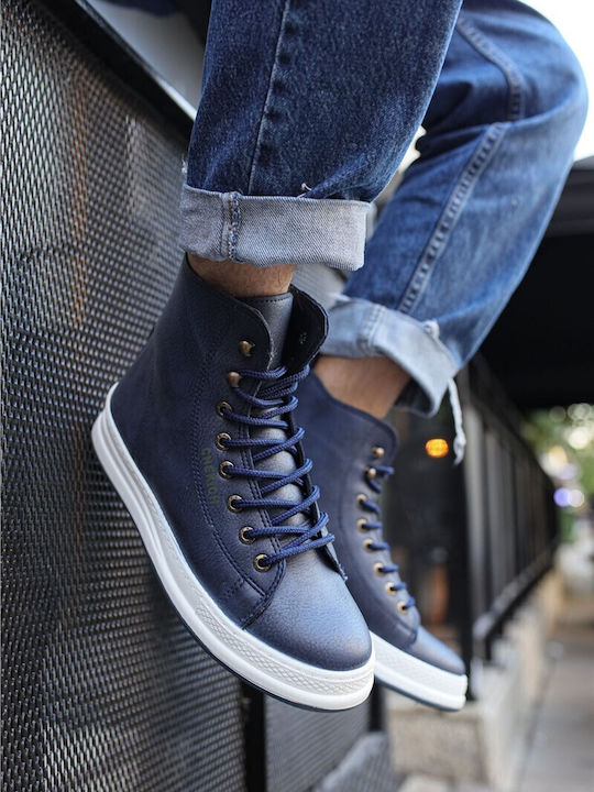 Leder Marineblau Herrenstiefel
